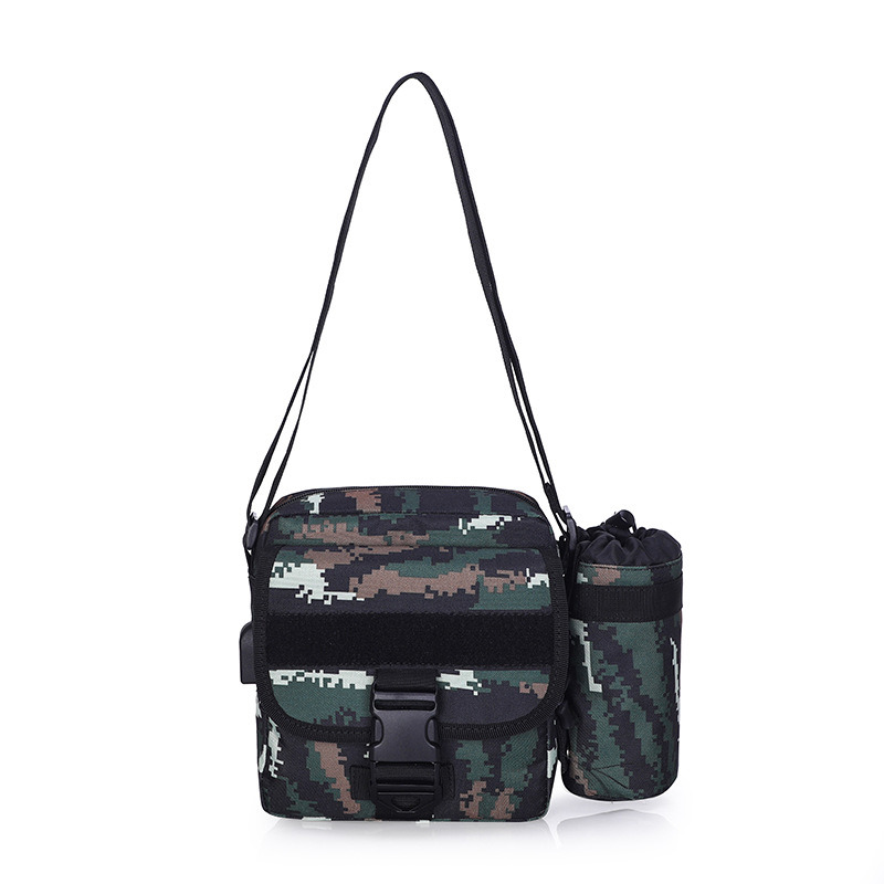 Bolso bandolera con USB desmontable Bolso de hombro de gran capacidad con diseño de camuflaje para hombre 